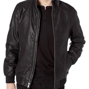 Faux Leather Bomber Jacket